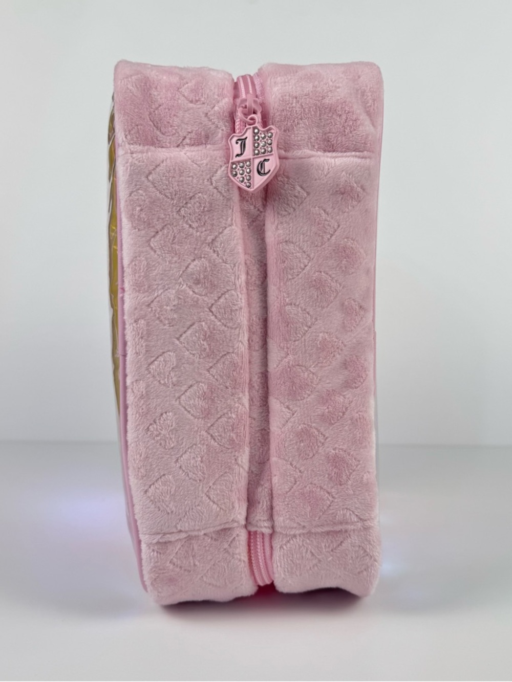 Juicy Couture YK2 Pink Iridescent Clear Cosmetic Case with Interior PV Pockets - Picture 5 of 8